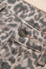 Brown Leopard Frayed Edge Wide Leg High Waist Jeans