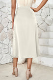 High Waist Cream Midi Skirt