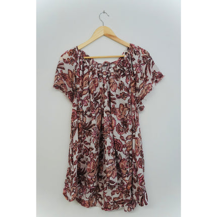 Free People Purple Floral Smocked Top Size Medium