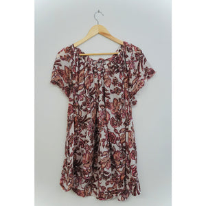 Free People Purple Floral Smocked Top Size Medium