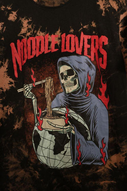 ROMWE Bleach Tie-Dye Graphic Tee “Noodle Lovers” Size Medium