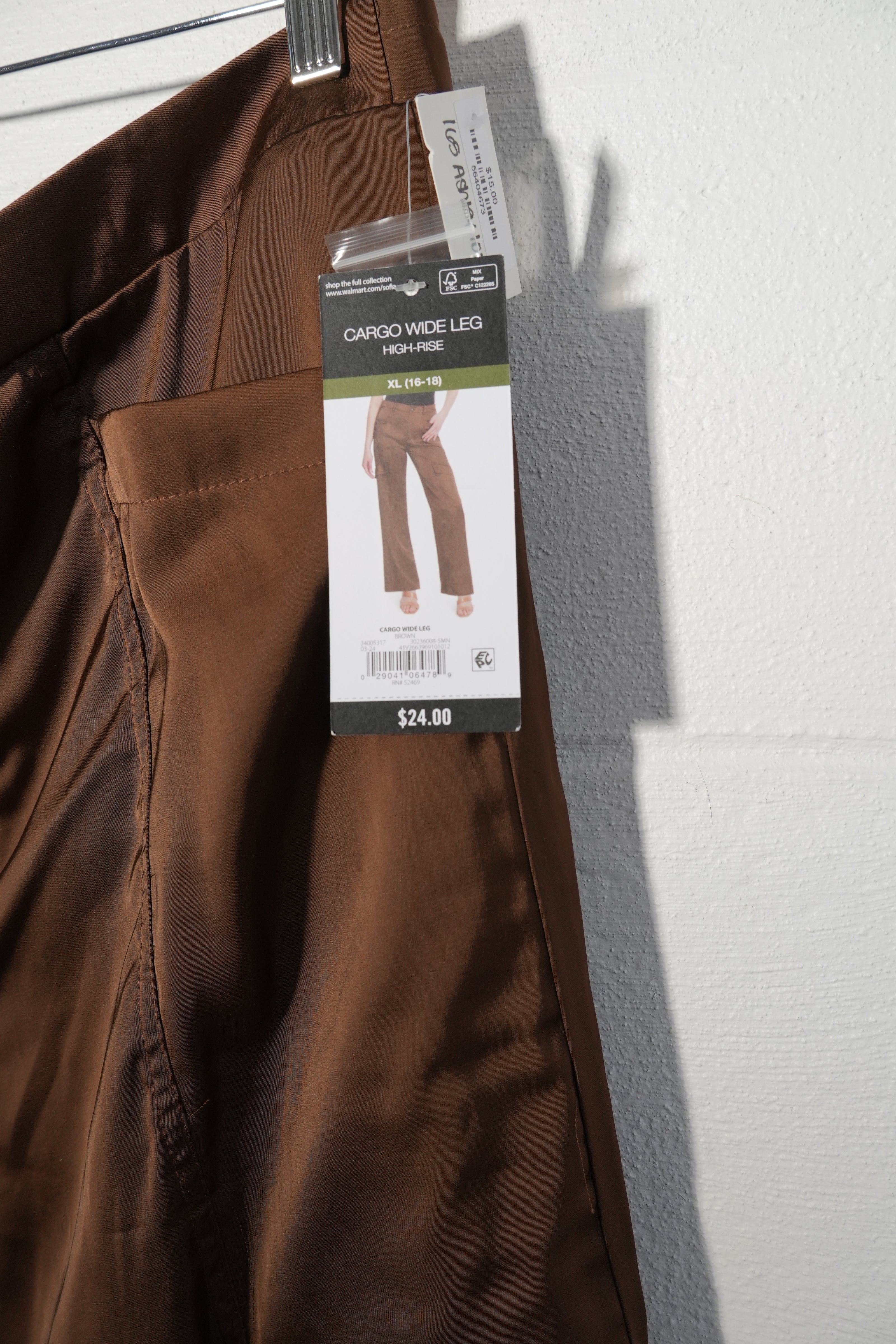 Sofia Jeans Cargo Wide Leg Pants Womens Extra Large Brown High Rise Satin