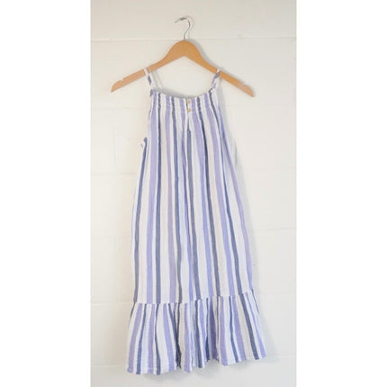 Beachlunchlounge Striped Sundress Women Extra Small Blue Lavender Ruffle Hem