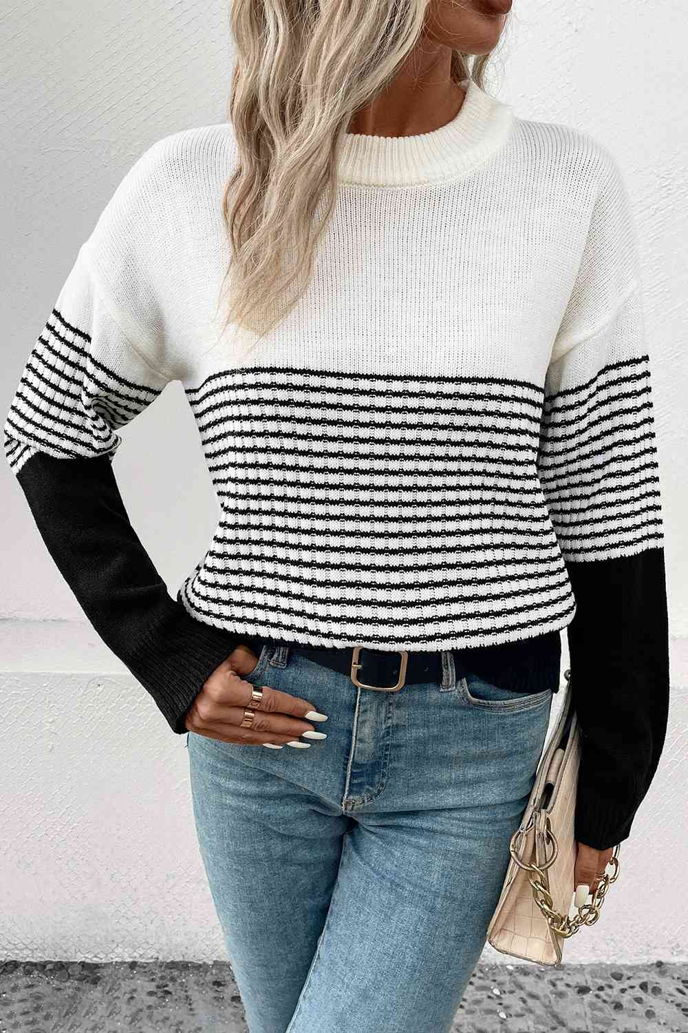 Striped Drop Shoulder Sweater (In-Store)