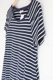 Umgee USA Womens Large Navy Blue White Striped Raglan Short Sleeve T-Shirt Dress