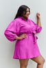 Jade By Jane Hello Darling Full Size Half Sleeve Belted Mini Dress in Magenta (In-Store)