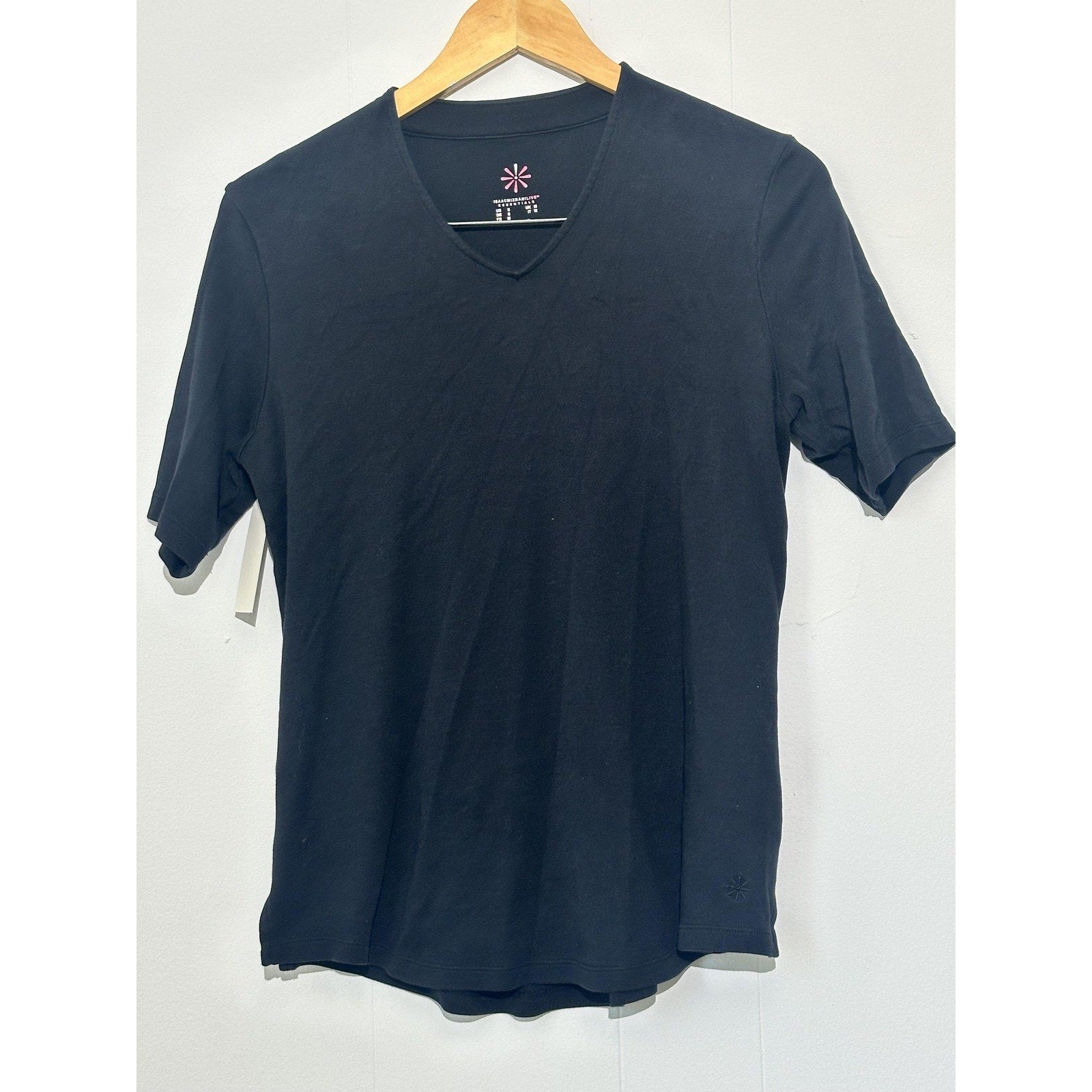 Isaac Mizrahi Live Shirt Womens Small Black V Neck Short Sleeve Tee Top