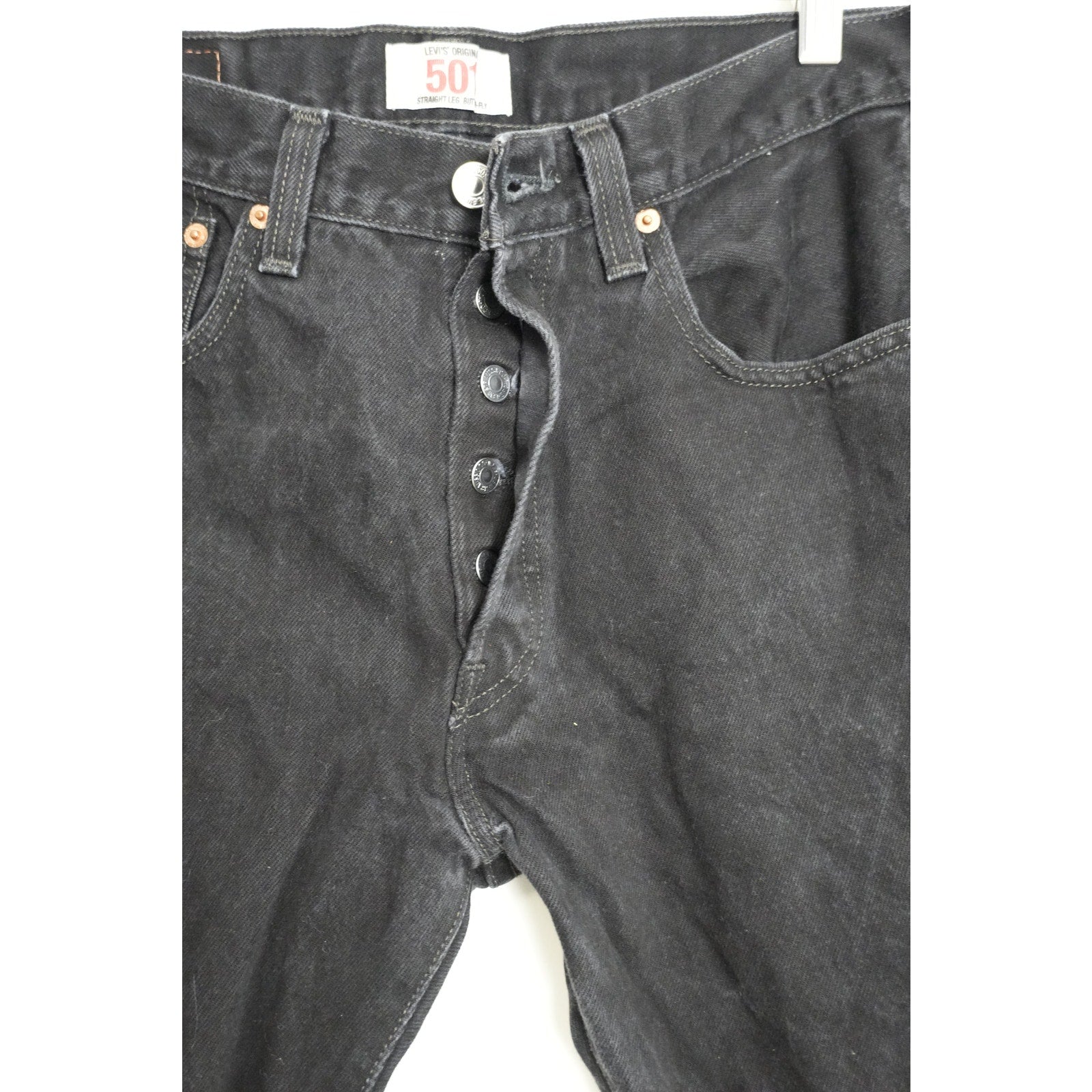 LEVI’S Original 501 Straight Leg Button Fly Black Jeans Size 33x32