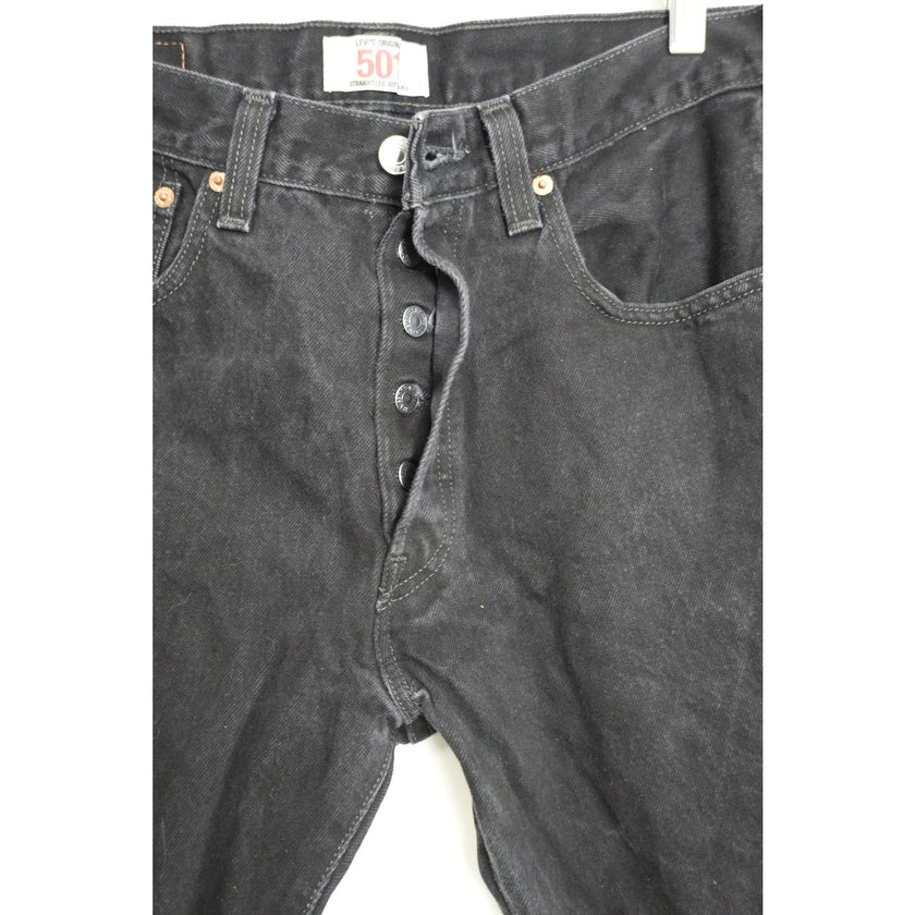 LEVI’S Original 501 Straight Leg Button Fly Black Jeans Size 33x32