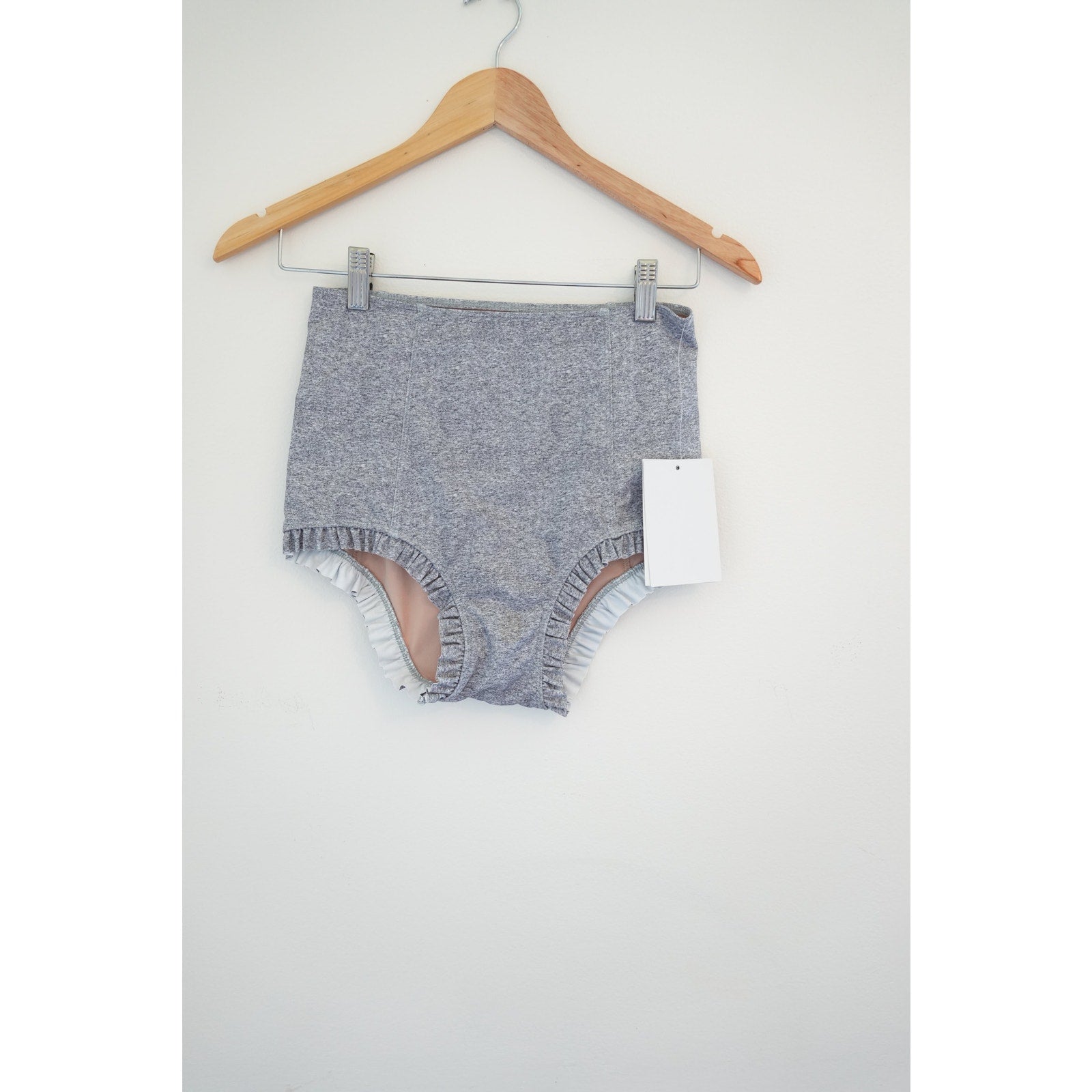 Kortni Jeane High Waisted Grey Ruffle Bikini Bottoms Size XS