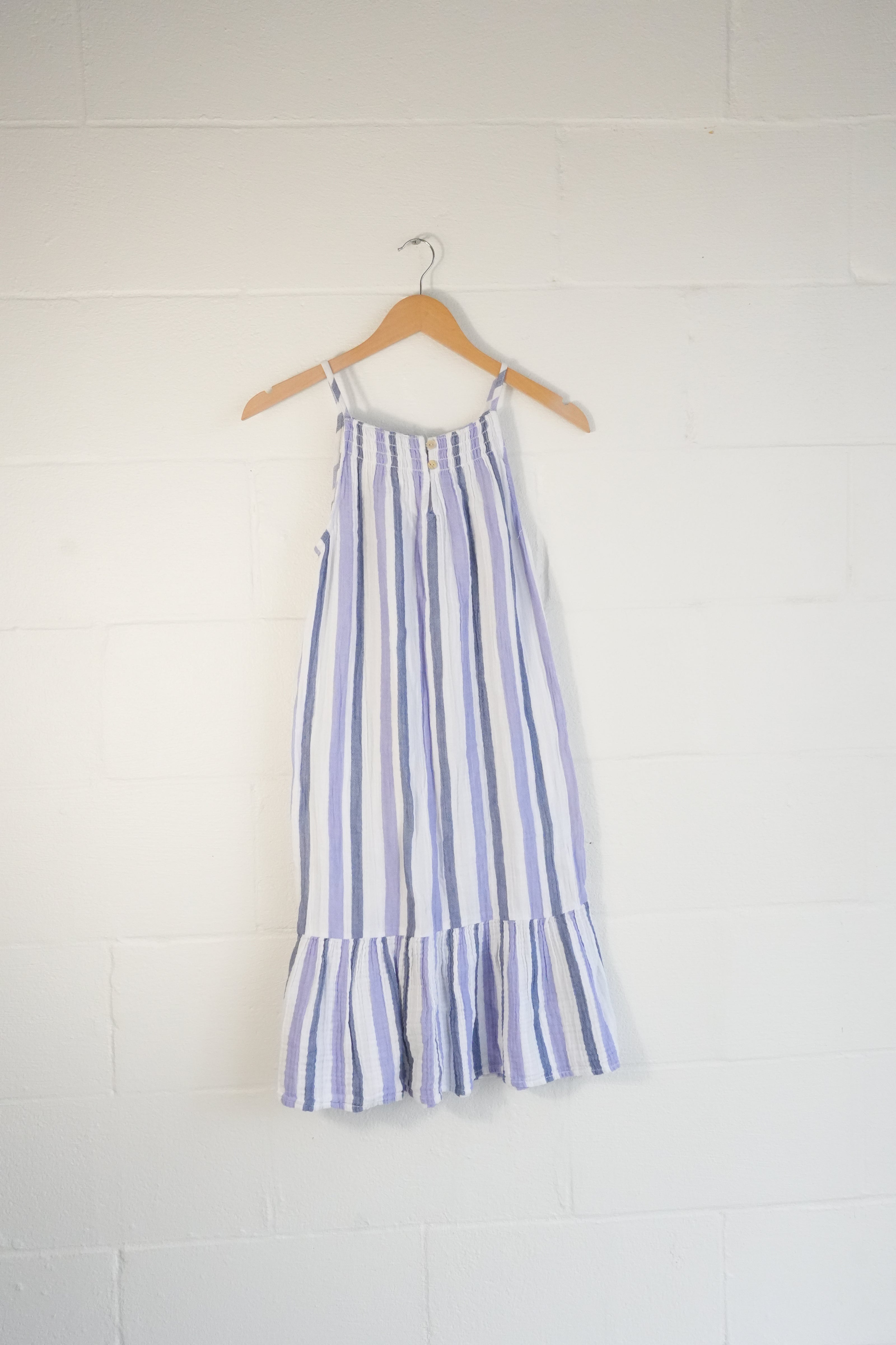 Beachlunchlounge Striped Sundress Women Extra Small Blue Lavender Ruffle Hem