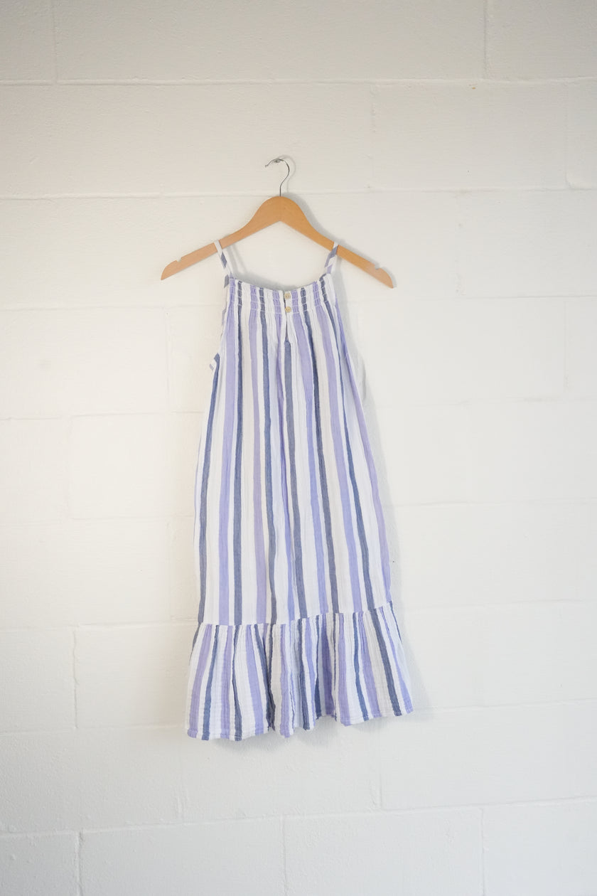 Beachlunchlounge Striped Sundress Women Extra Small Blue Lavender Ruffle Hem