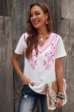 Floral Embroidery V-Neck Top (In-Store)