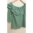 CATO Green Plaid Ruffle Blouse Size Large