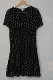 CATO Black and White Polka Dot A Line Midi Dress Size Medium