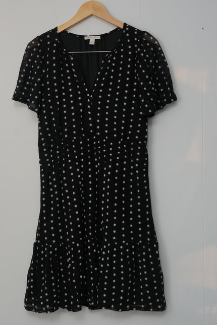 CATO Black and White Polka Dot A Line Midi Dress Size Medium