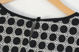 Bizz Princess Shift Mini Dress Women Medium Black White Geometric Embroidered Cotton