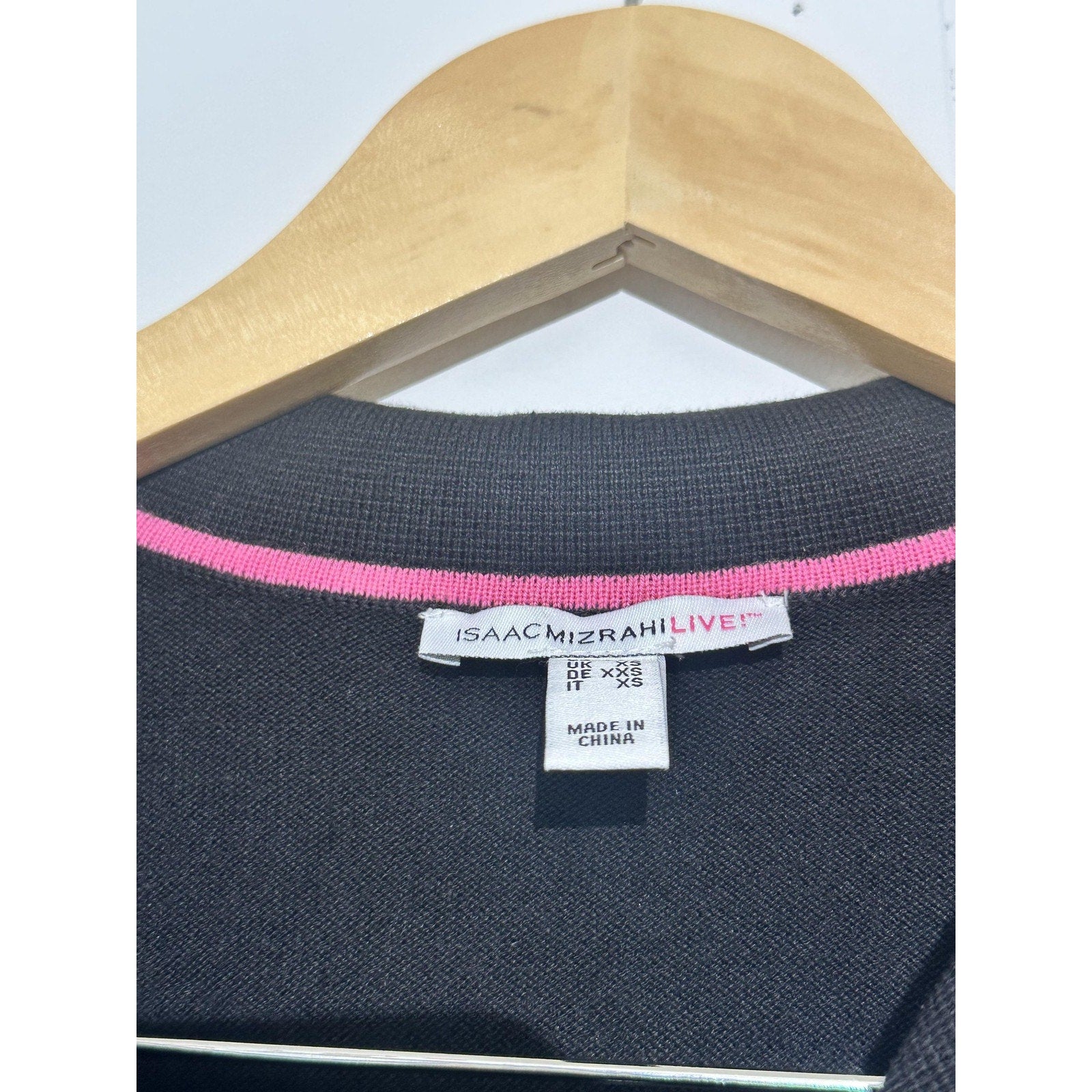 Isaac Mizrahi Live Sweater Womens XXS Black Collared Knit Pullover Gold Button