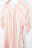 Time and Tru Double Cloth Midi Dress Women Large Coral Peony Striped Button