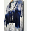 Chris&carol Shirt Womens Large Blue Tie Dye Paisley Hooded Tunic Top Lightweight