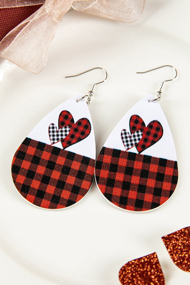 The Press Plaid Love Heart Water Drop Earrings (in-store)