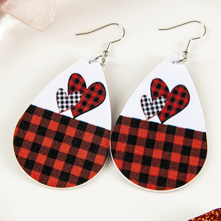 The Press Plaid Love Heart Water Drop Earrings (in-store)