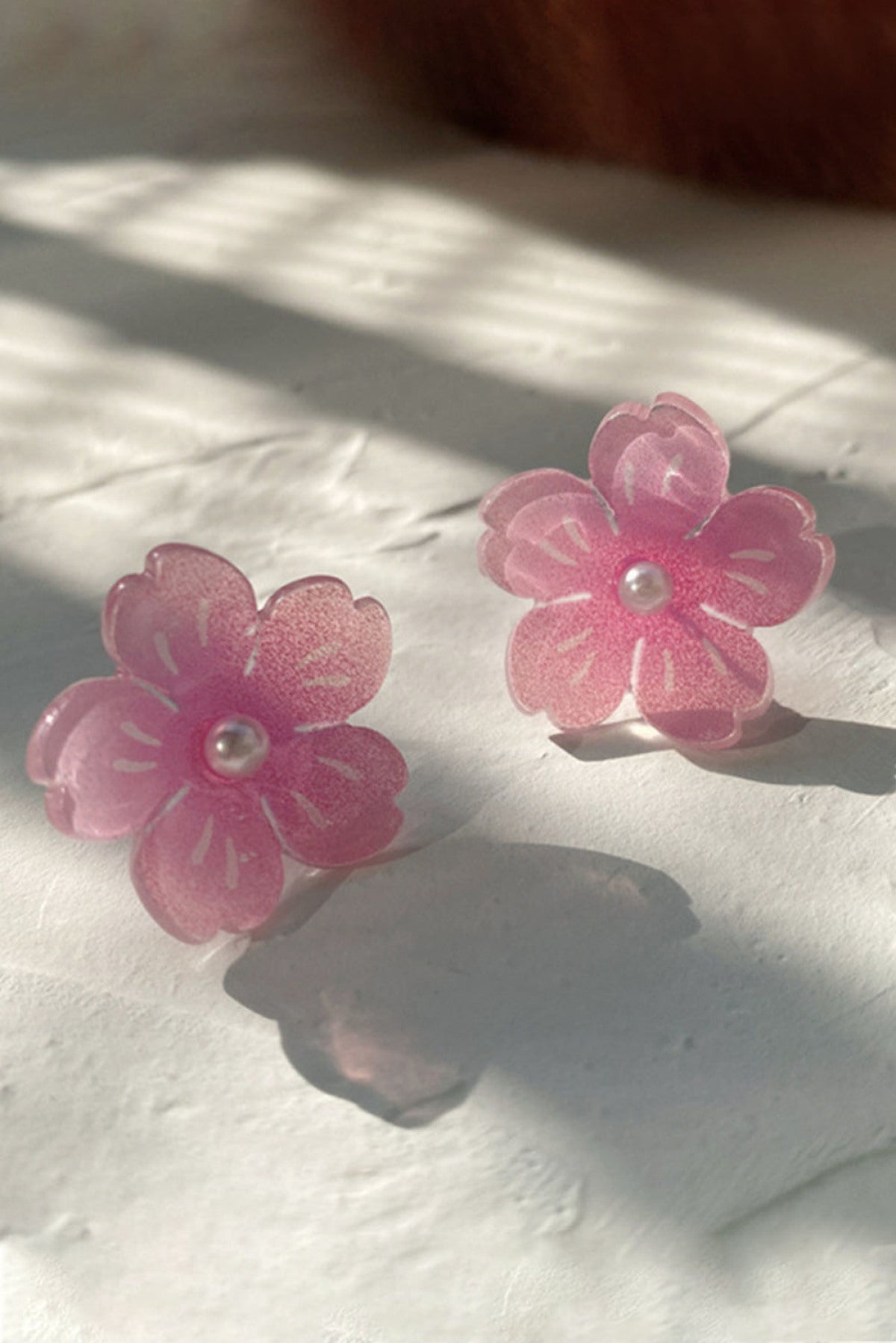 The Press Acrylic Pink Peach Blossom Stud Earrings (in-store)