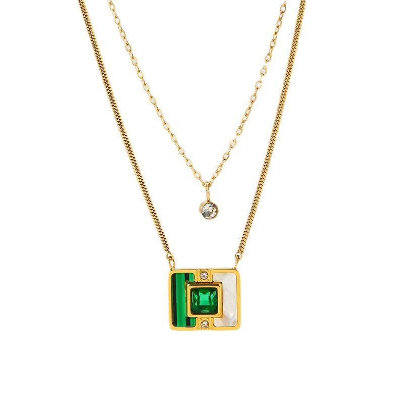 The Press Retro Geometric Pendant Double Layer Necklace (in-store)