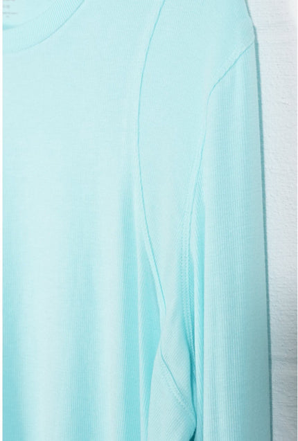 Avia Long Sleeve Top Women Extra Large Aqua Blue Ribbed Thumbhole Athletic Shirt