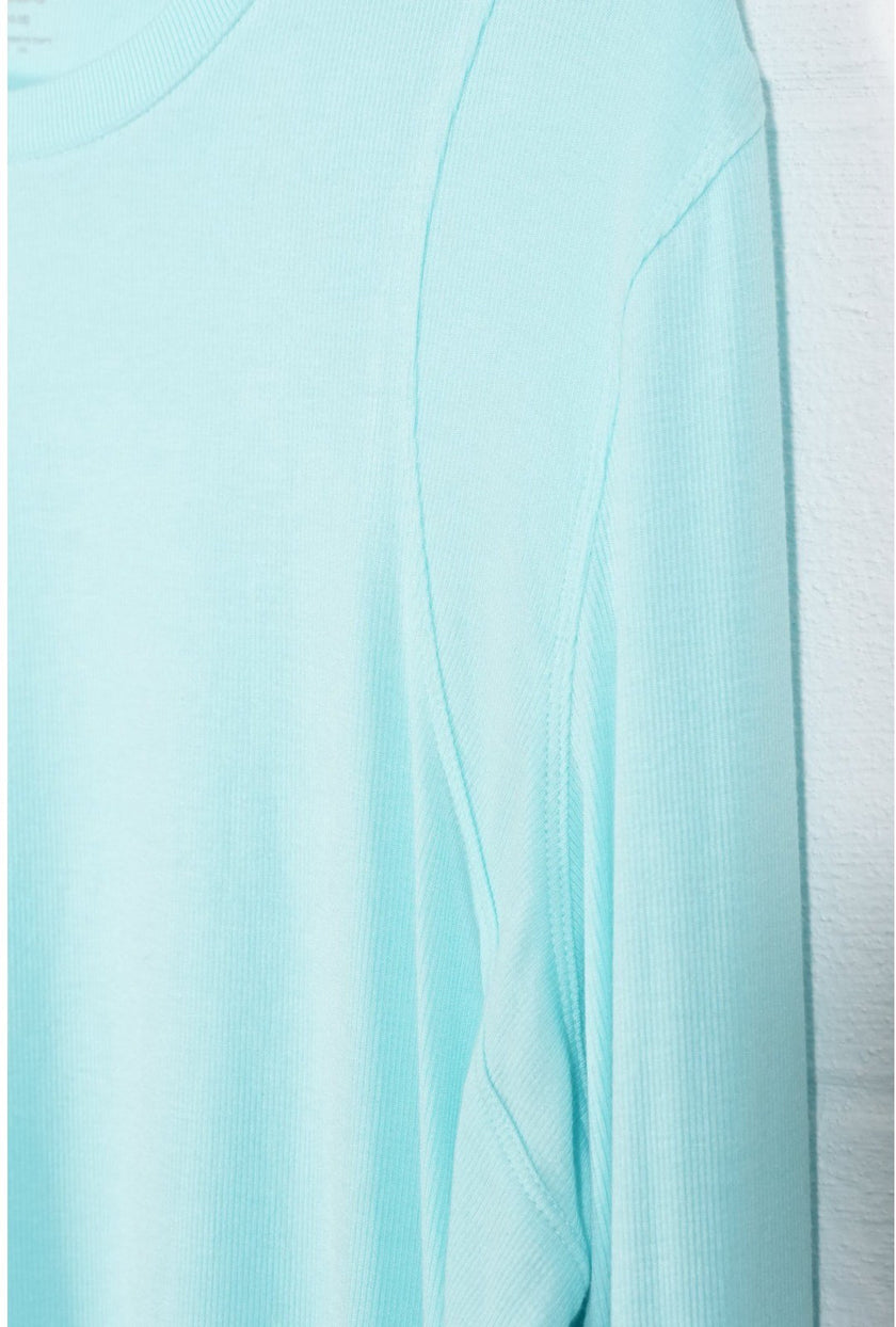 Avia Long Sleeve Top Women Extra Large Aqua Blue Ribbed Thumbhole Athletic Shirt