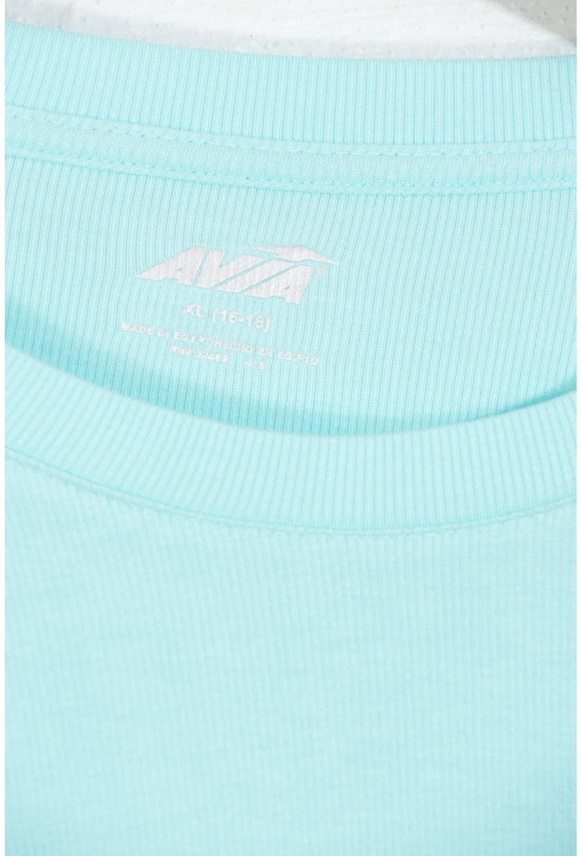 Avia Long Sleeve Top Women Extra Large Aqua Blue Ribbed Thumbhole Athletic Shirt