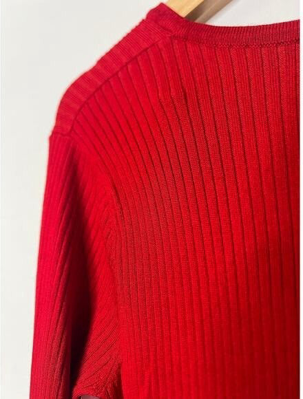 Say What? Red Ribbed Knit V-Neck Bodycon Midi Dress - Size 2XL
