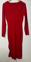 Say What? Red Ribbed Knit V-Neck Bodycon Midi Dress - Size 2XL