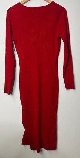 Say What? Red Ribbed Knit V-Neck Bodycon Midi Dress - Size 2XL