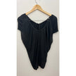 New York & Company Blouse Women Extra Small Black Dolman Sleeve V-Neck Tie Front
