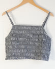 No Boundaries Smocked Cami Top Women Extra Large Navy White Gingham Cropped