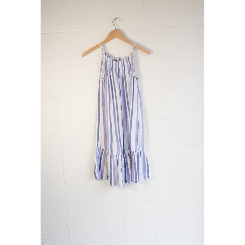 Beachlunchlounge Striped Sundress Women Extra Small Blue Lavender Ruffle Hem