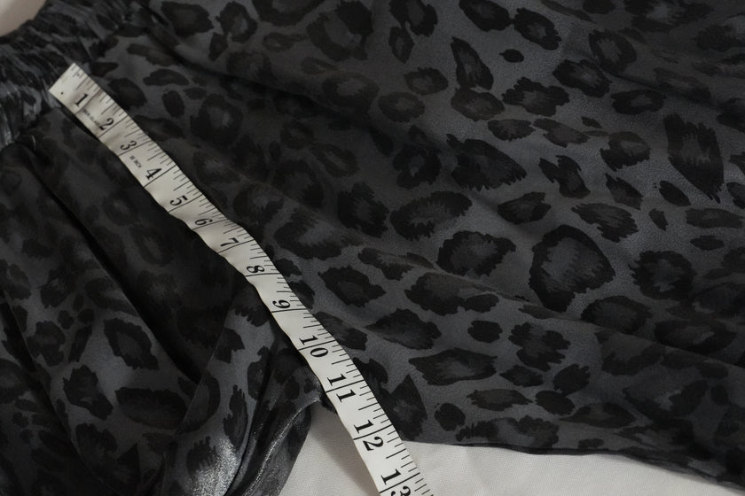 New Roni Wide Leg Pants Women Extra Large Gray Leopard Print Metallic Elastic