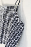 No Boundaries Smocked Cami Top Women Extra Large Navy White Gingham Cropped