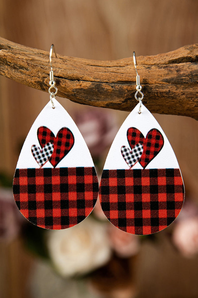 The Press Plaid Love Heart Water Drop Earrings (in-store)