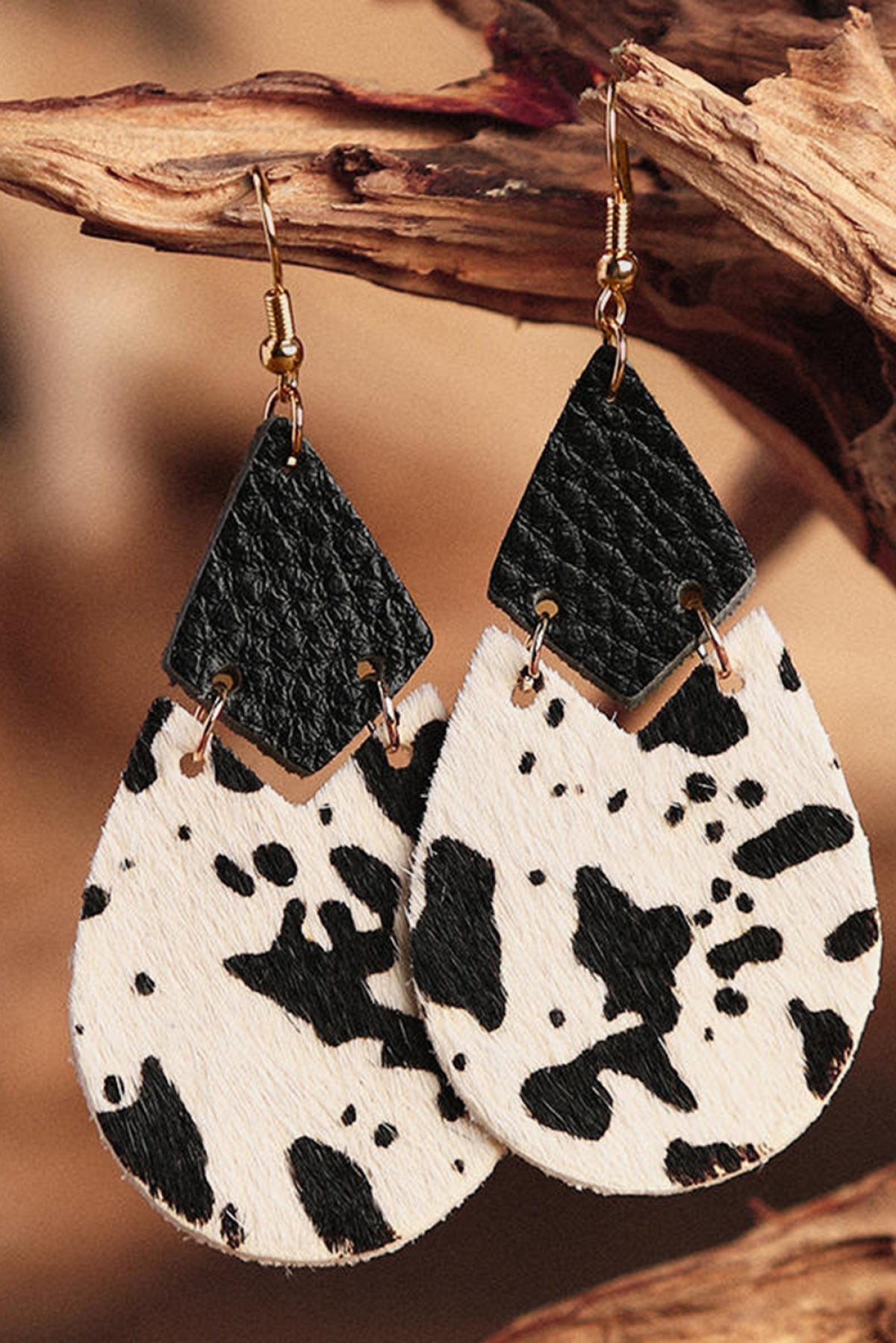 The Press Cow PU Leather Layered Water Drop Earrings (in-store)