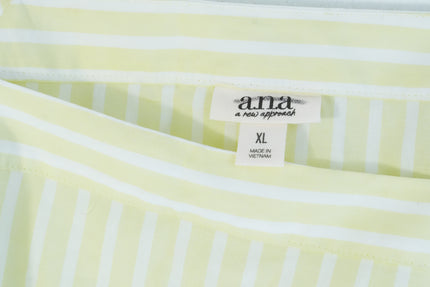 a.n.a Blouse Women Extra Large Yellow Striped Square Neck Long Sleeve Top