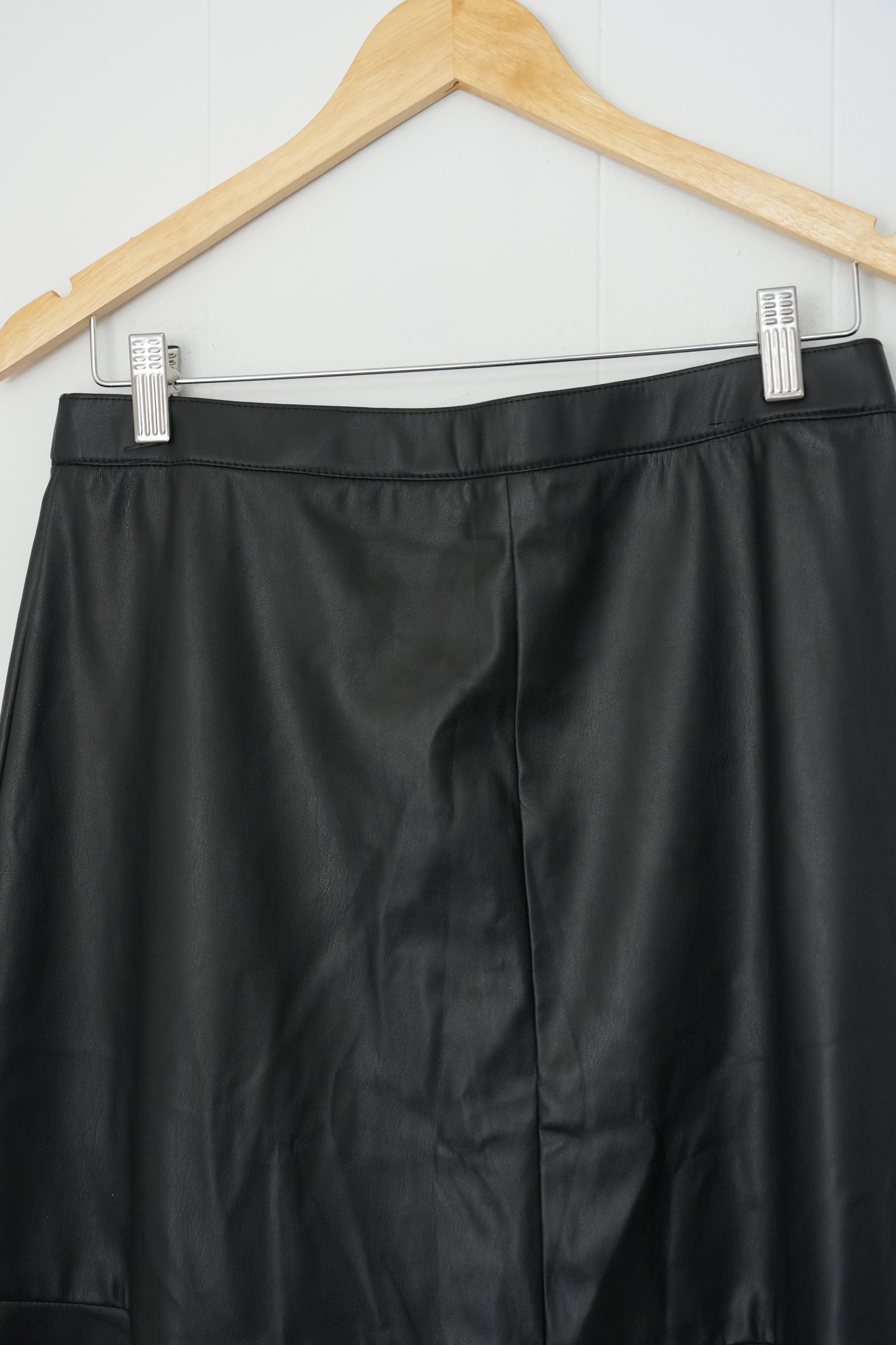 Cato Faux Leather Skirt Women Size Small Black Tiered Midi A-Line