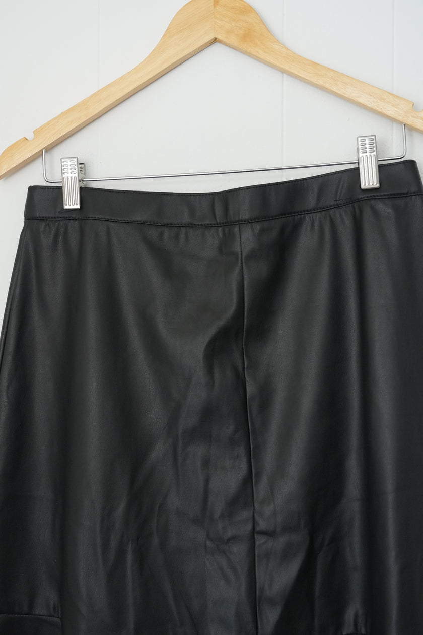 Cato Faux Leather Skirt Women Size Small Black Tiered Midi A-Line