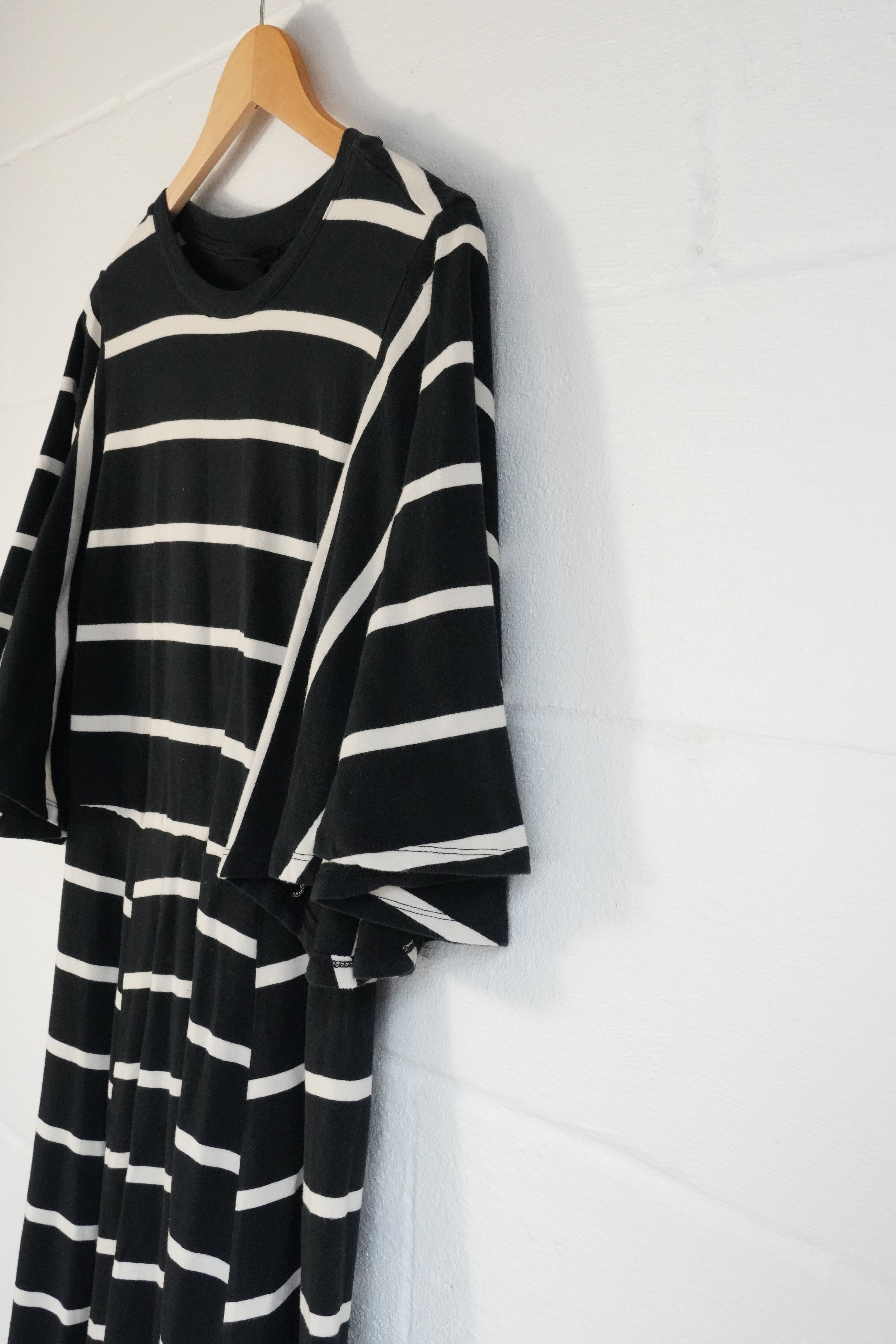 Who What Wear Striped Midi Dress Women Medium Black White Flutter Sleeve