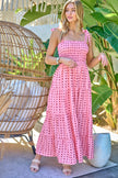 Printed Smocked Ruffle Maxi Dress