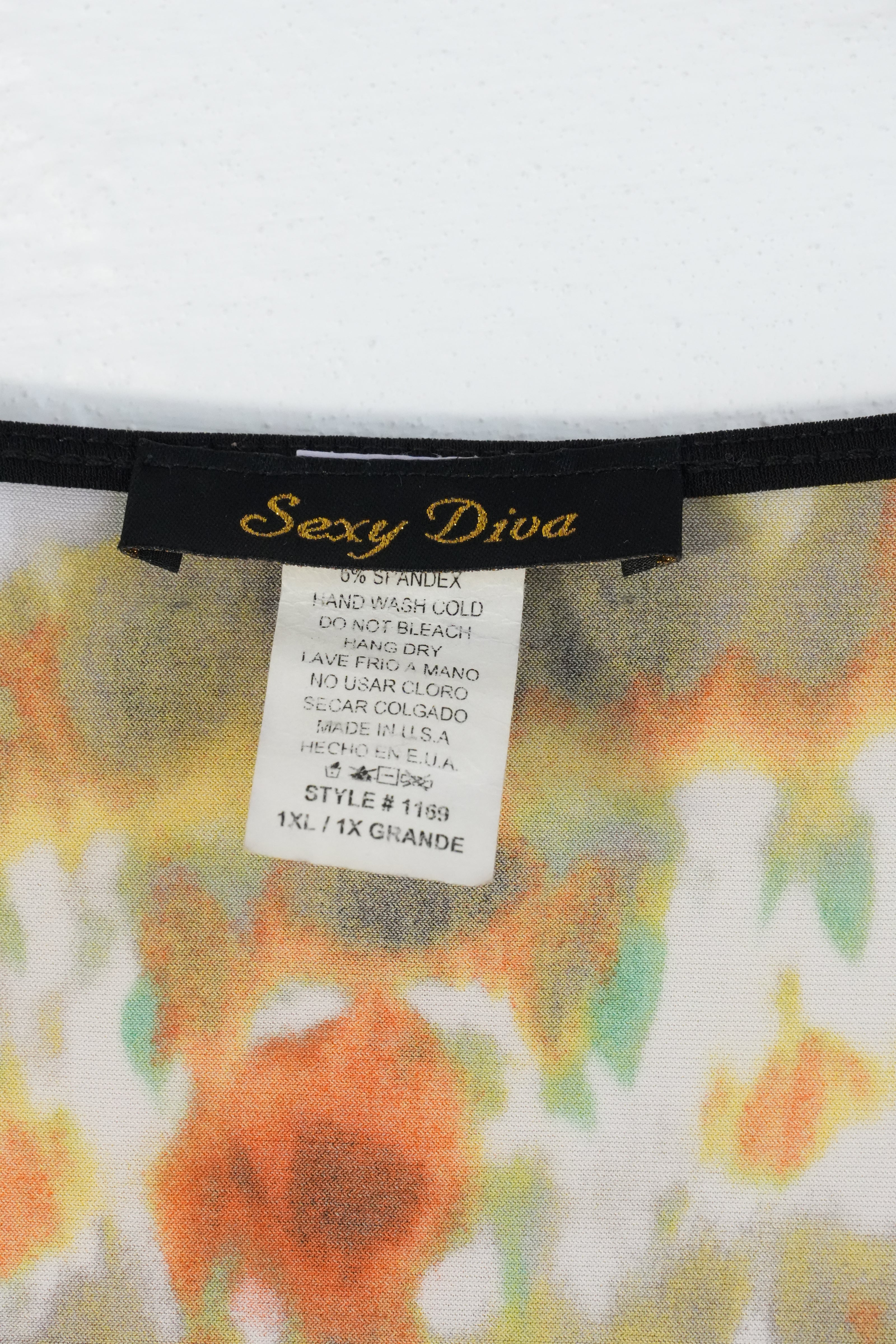 Sexy Diva Bodycon Dress Women 1XL Multicolor Tie Dye Long Sleeve Scoop Neck