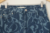 Cato Est. 1946 Denim Midi Skirt Women Size 2 Blue Heart Swirl Print Pencil Skirt