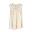 Anthropologie Lace Ruffle Hem Tank Top Women Medium Cream Boho Sleeveless