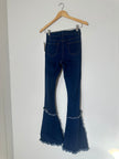 H & Y Fashion high-waisted dark wash ripped flare jeans size S